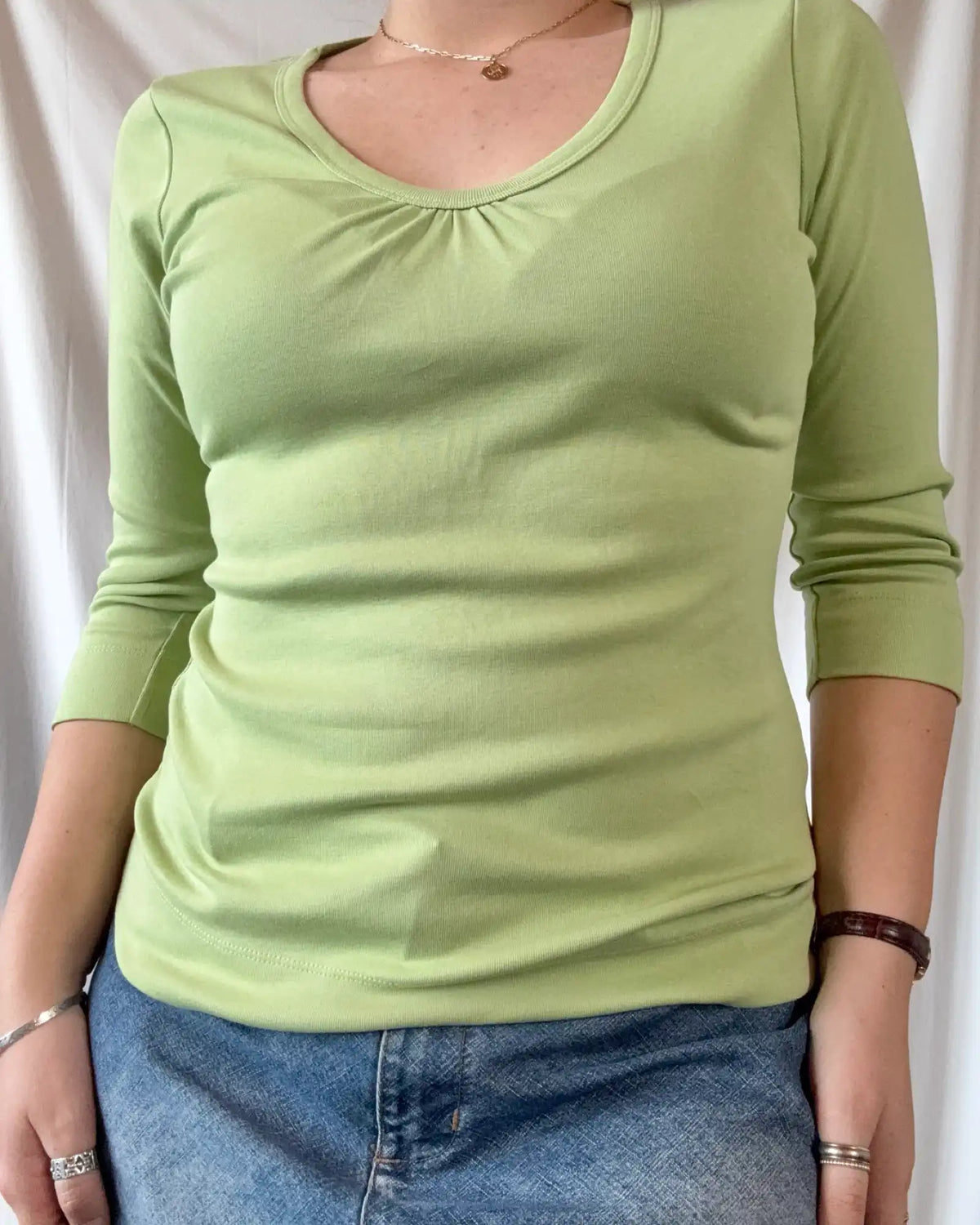 Light Green Long Sleeve V Neck
