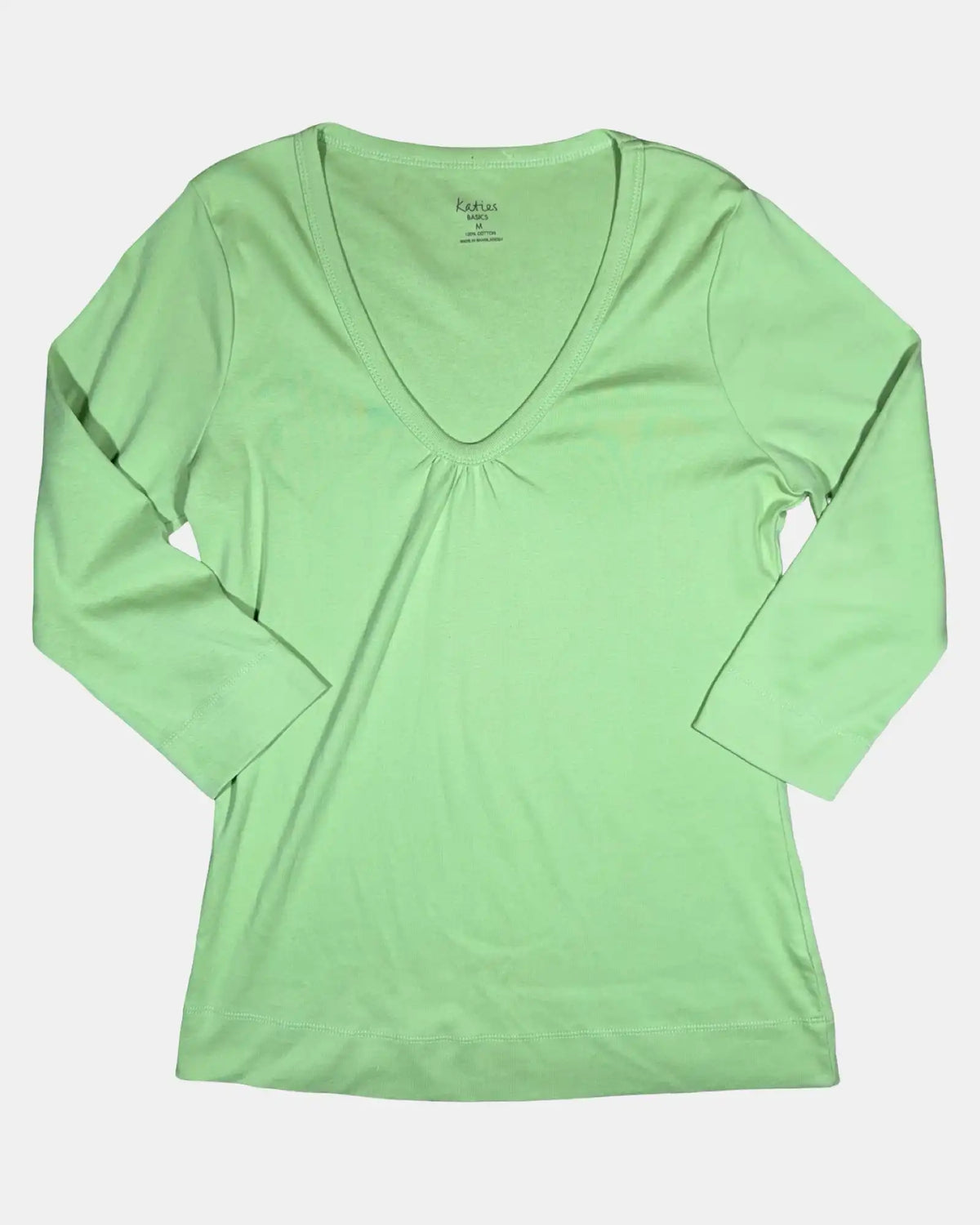 Light Green Long Sleeve V Neck