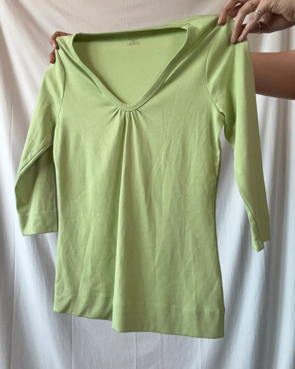 Light Green Long Sleeve V Neck