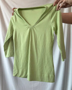 Light Green Long Sleeve V Neck