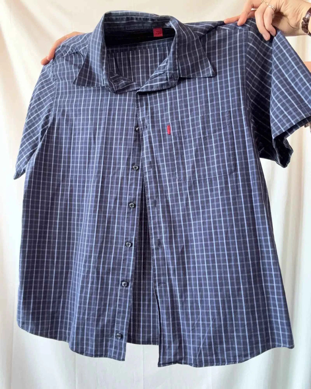 Blue Checked Button Up Top