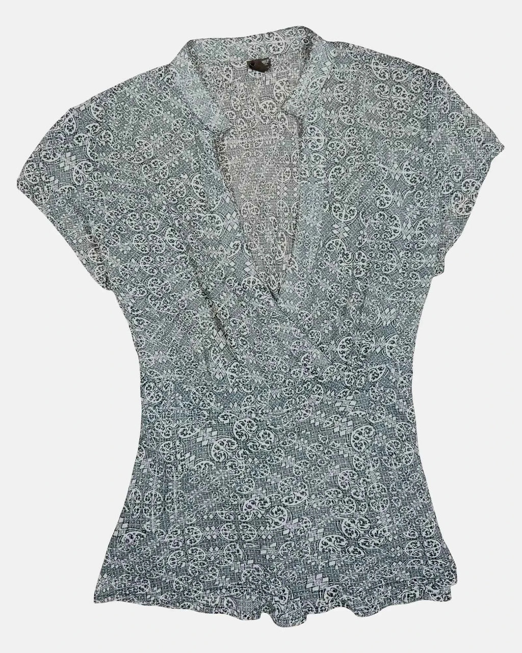 Black and White Mesh Tie Up Top