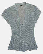 Black and White Mesh Tie Up Top