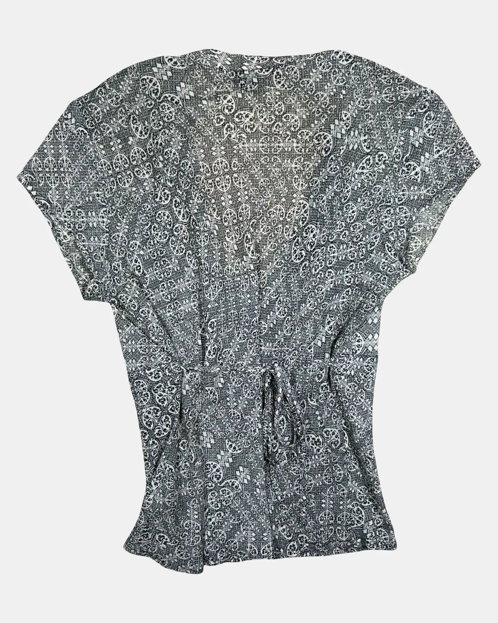 Black and White Mesh Tie Up Top