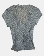 Black and White Mesh Tie Up Top