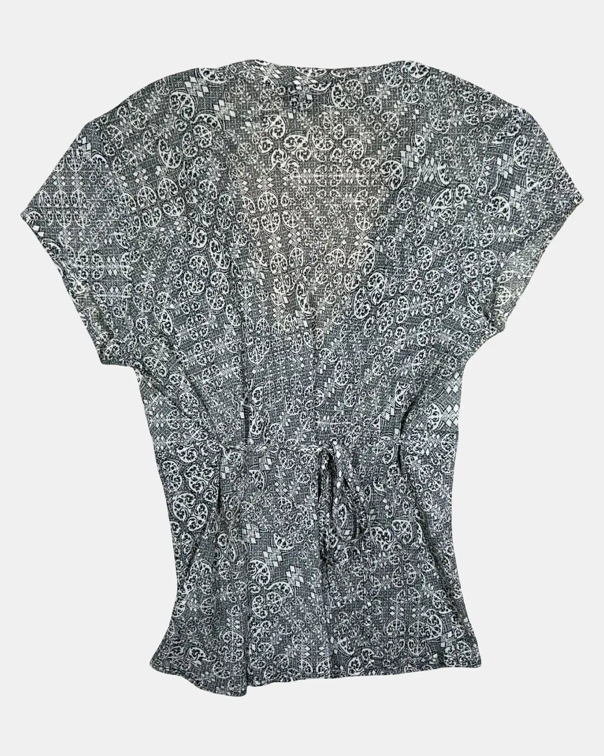 Black and White Mesh Tie Up Top