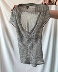 Black and White Mesh Tie Up Top
