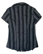 Black and Grey Striped Button Up Blouse