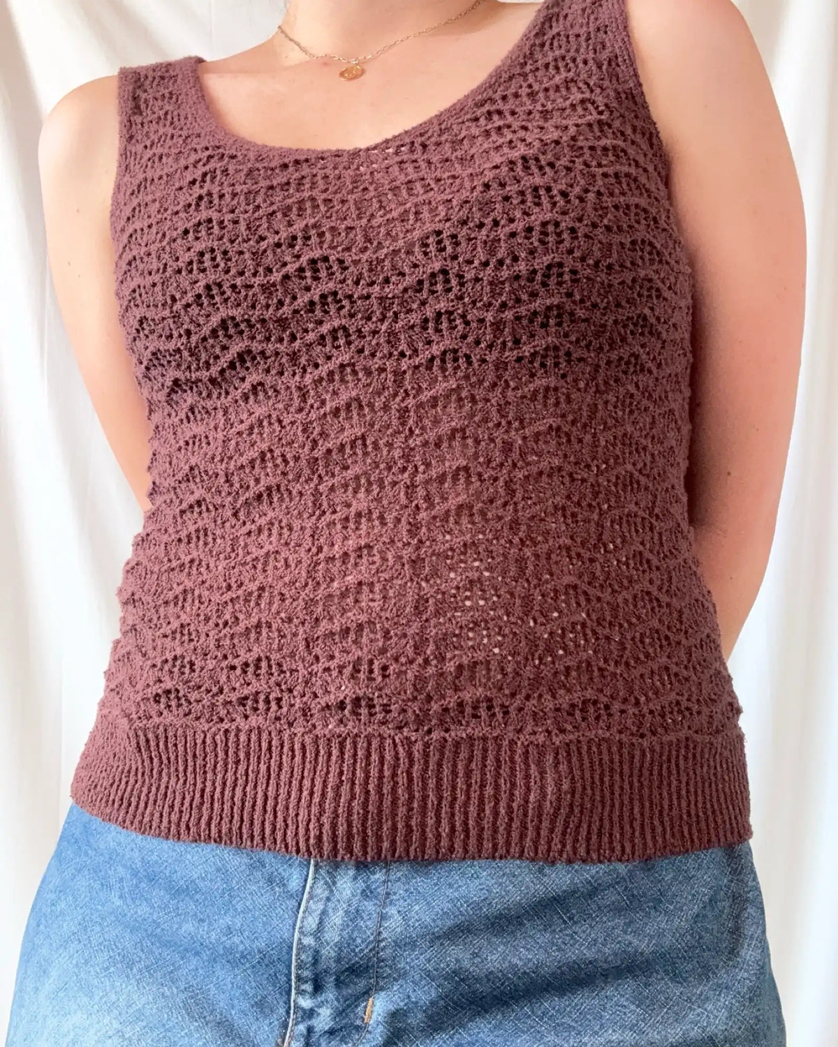 Brown Crochet Style Singlet