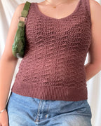 Brown Crochet Style Singlet