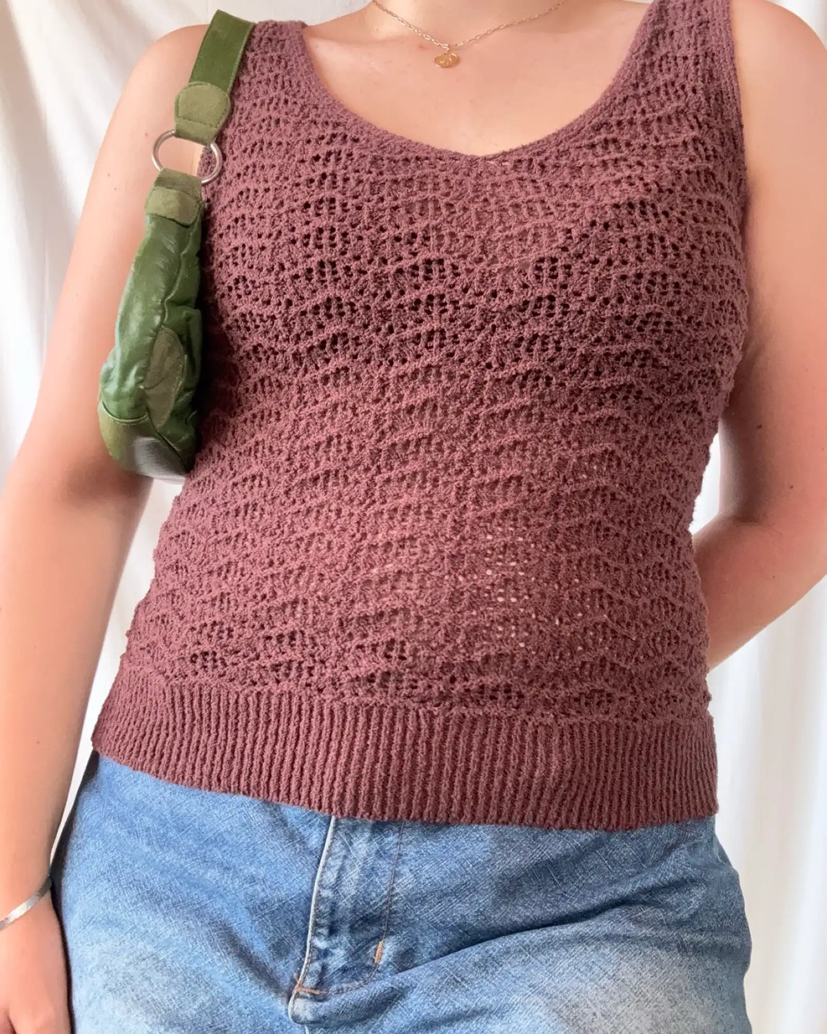 Brown Crochet Style Singlet