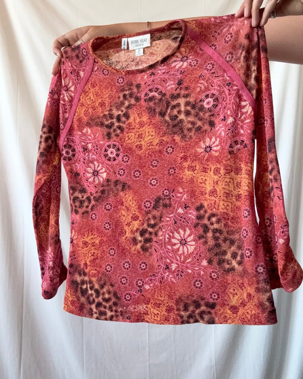 Pink Mesh Patterned Top