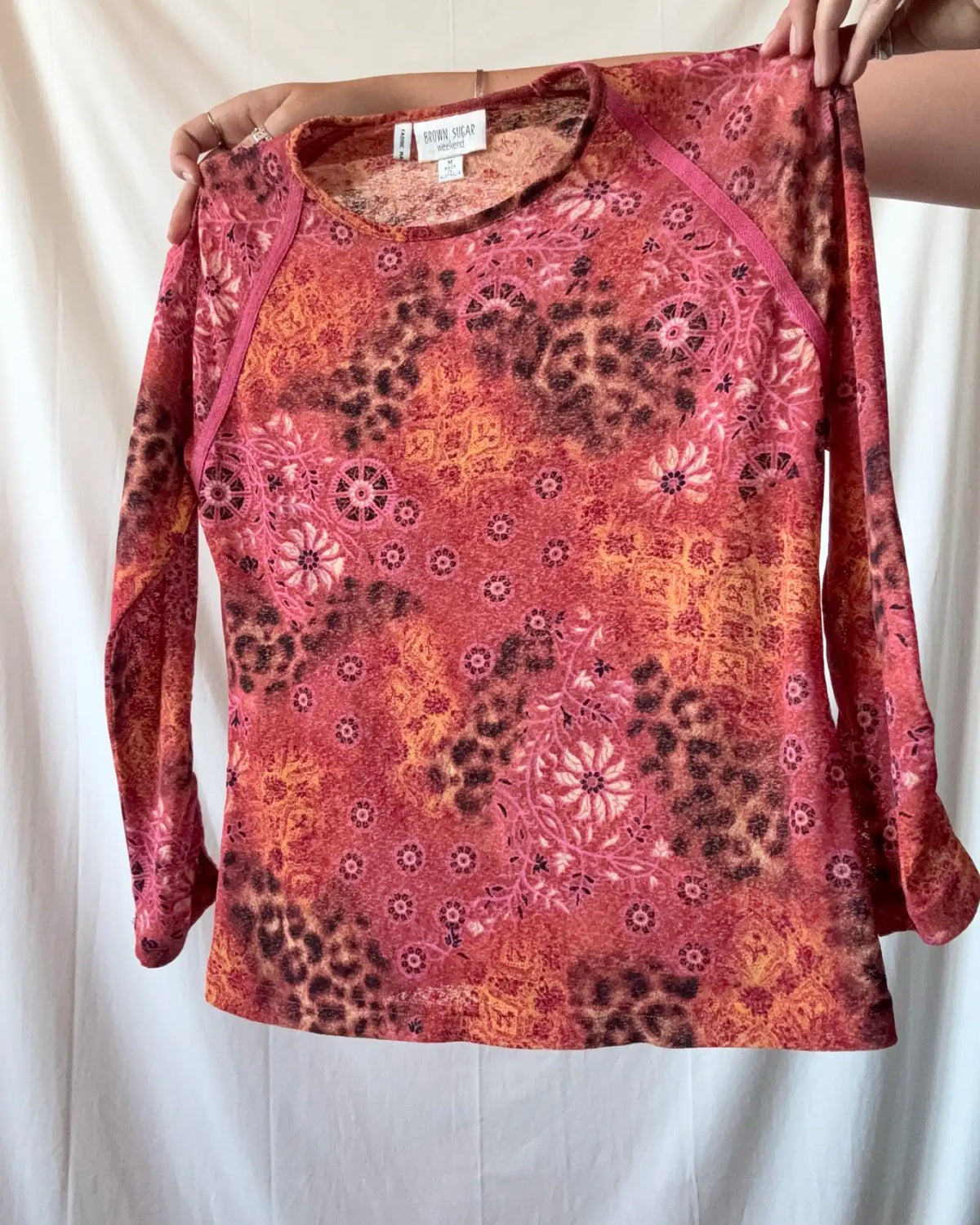 Pink Mesh Patterned Top