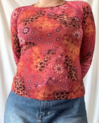 Pink Mesh Patterned Top