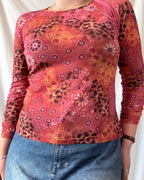 Pink Mesh Patterned Top