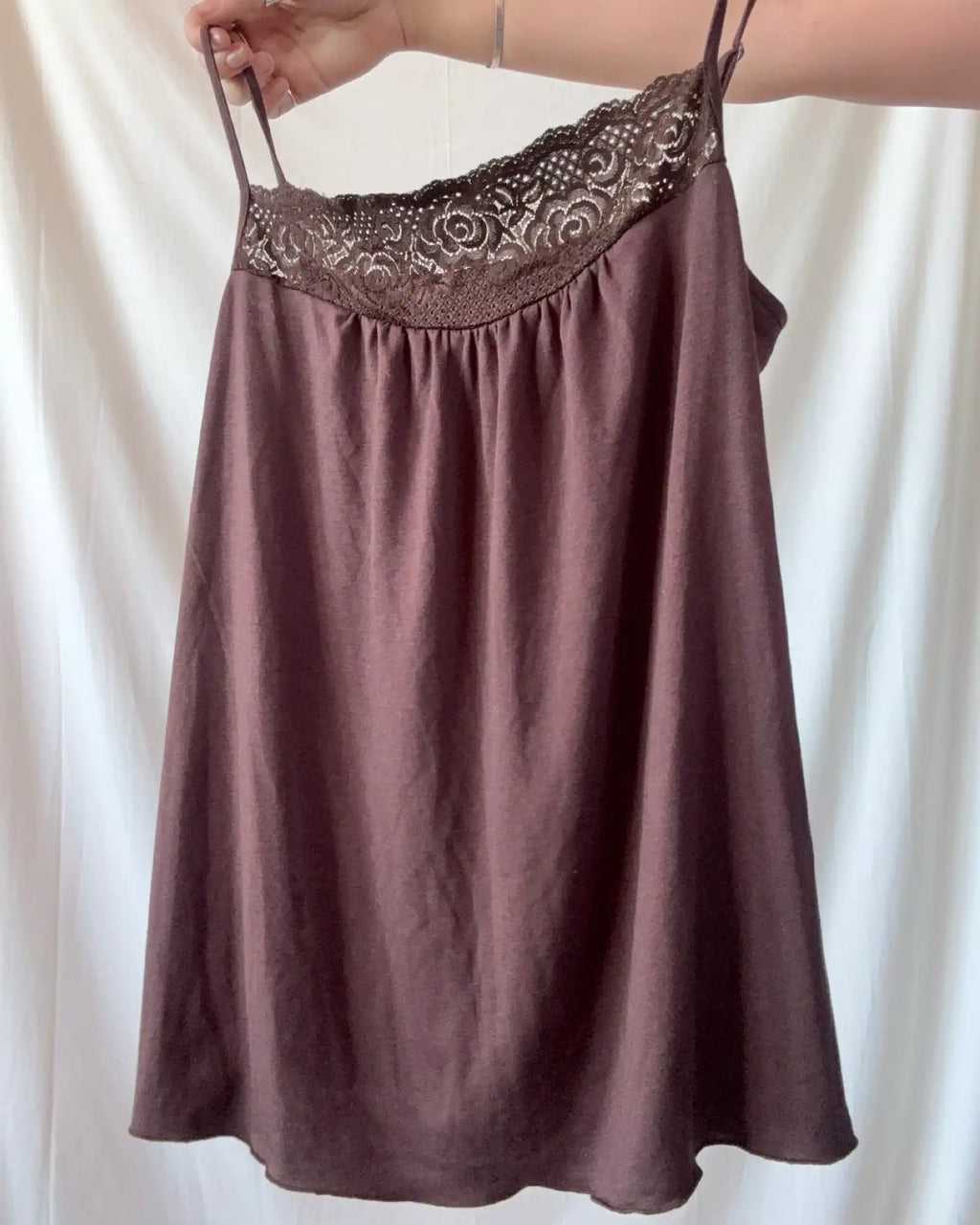 Brown Lace Singlet Top