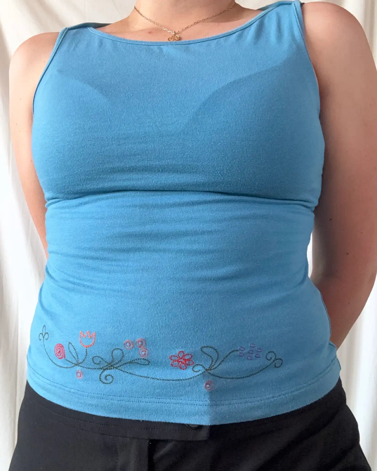 Blue Boat Neck Top