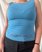 Blue Boat Neck Top