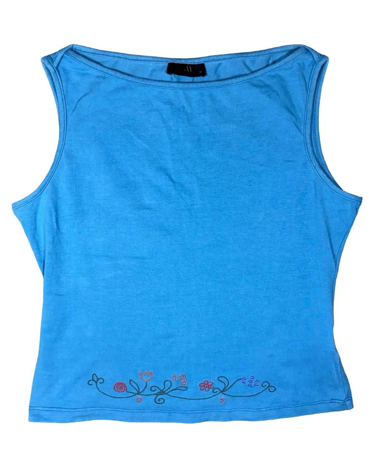 Blue Boat Neck Top