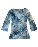 Blue Flowy Bell Sleeve Wrap Top