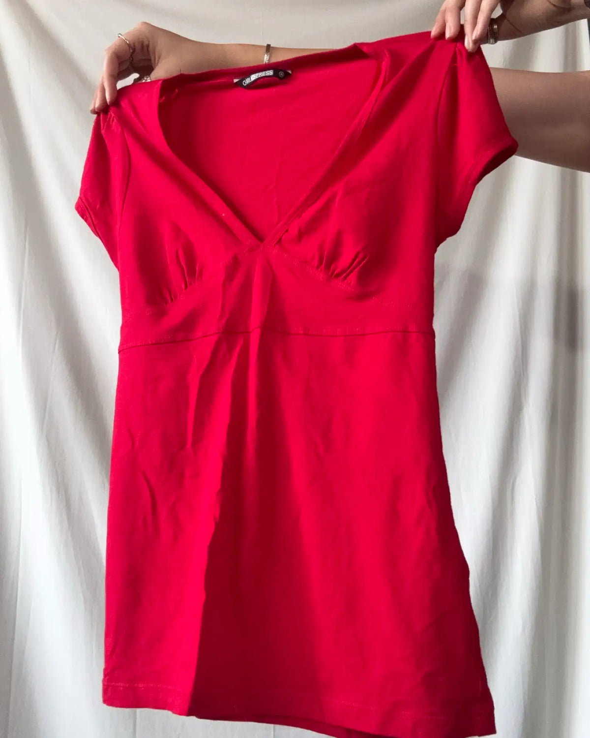 Red Staple Tie Up Wrap Top