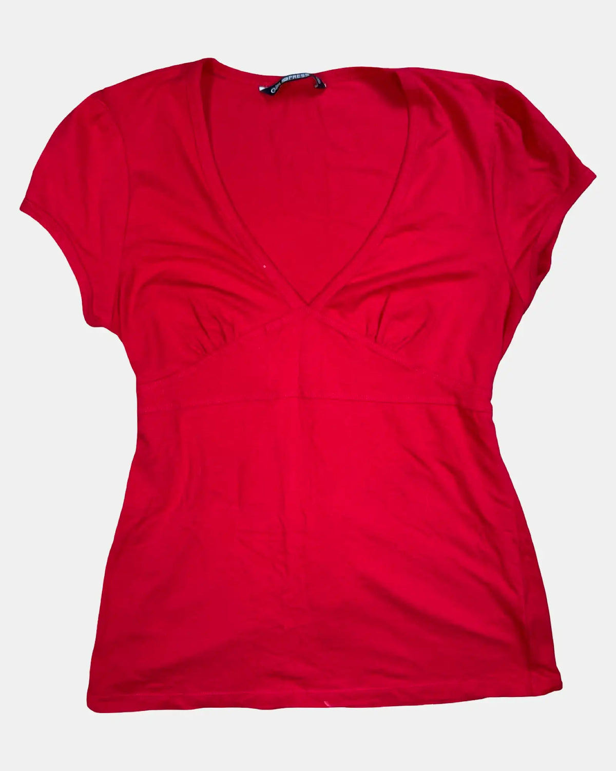 Red Staple Tie Up Wrap Top