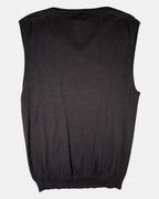Brown Knit Vest with Green & White Stripes