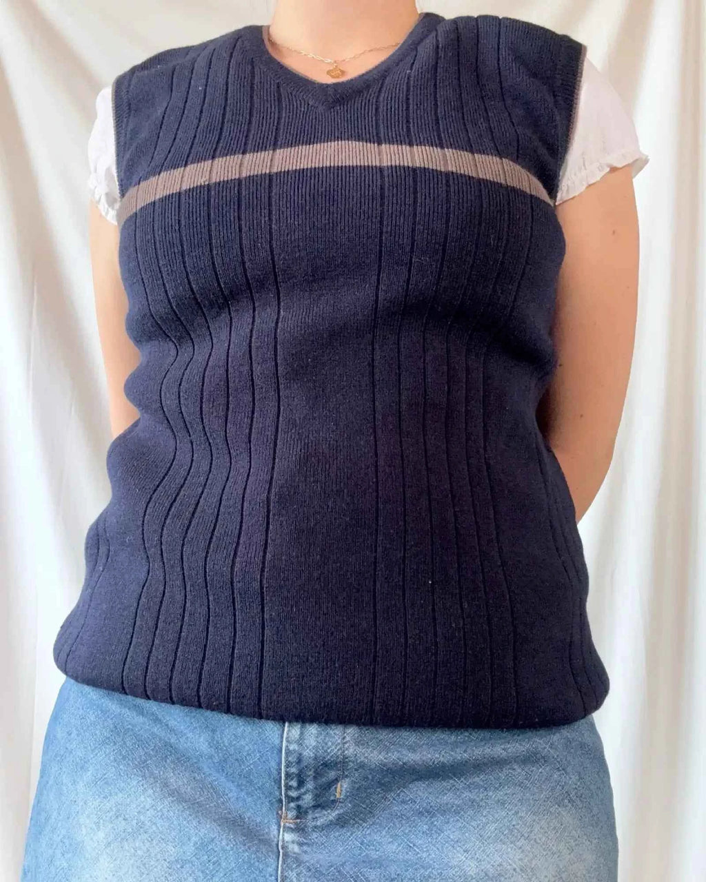 Blue and Brown Knit Vest