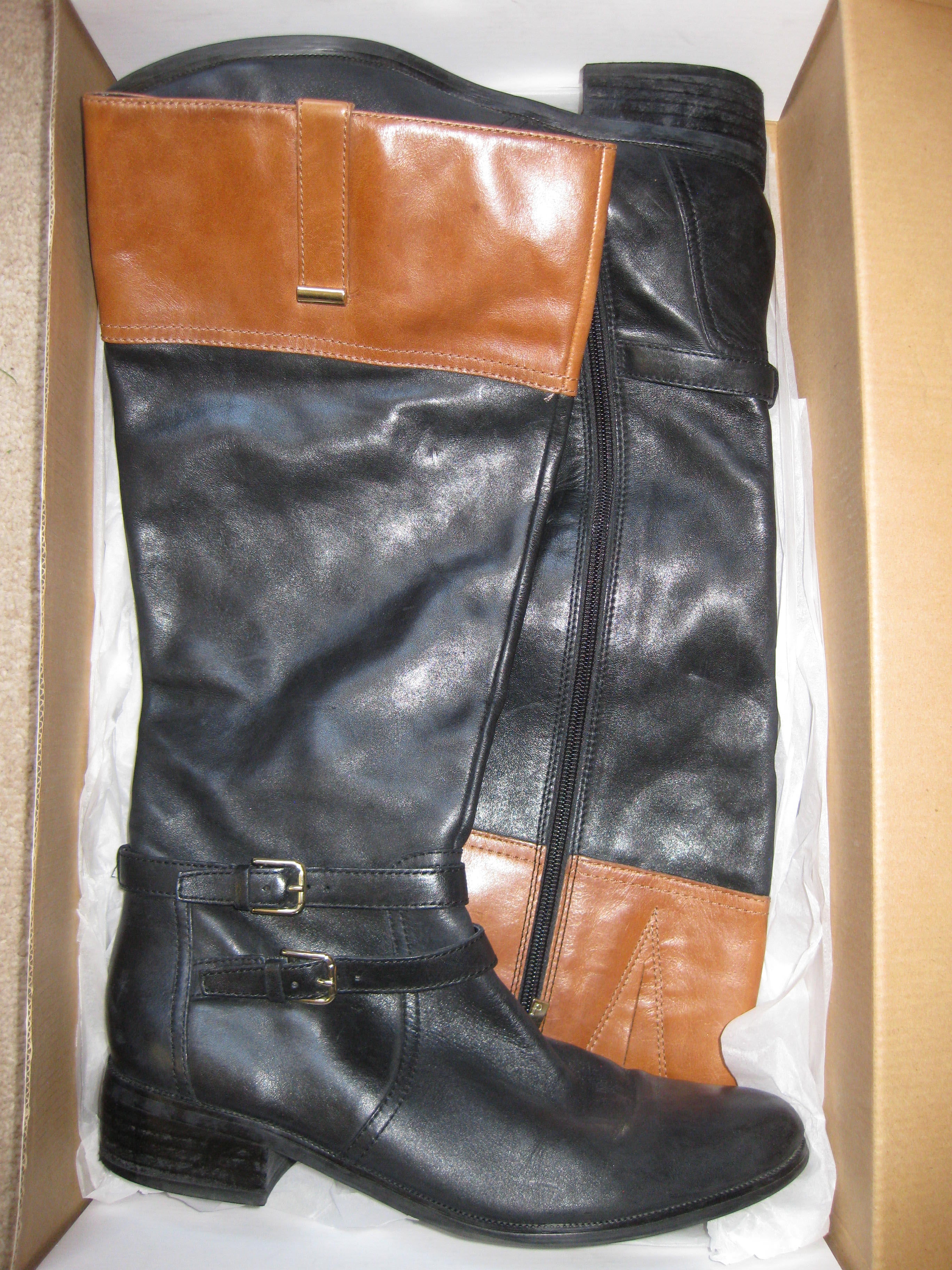Black and brown leather riding boots size 9