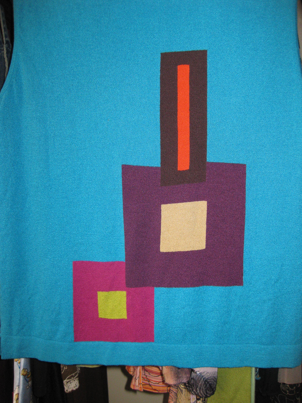 Blue turtleneck top in 70s style, size L