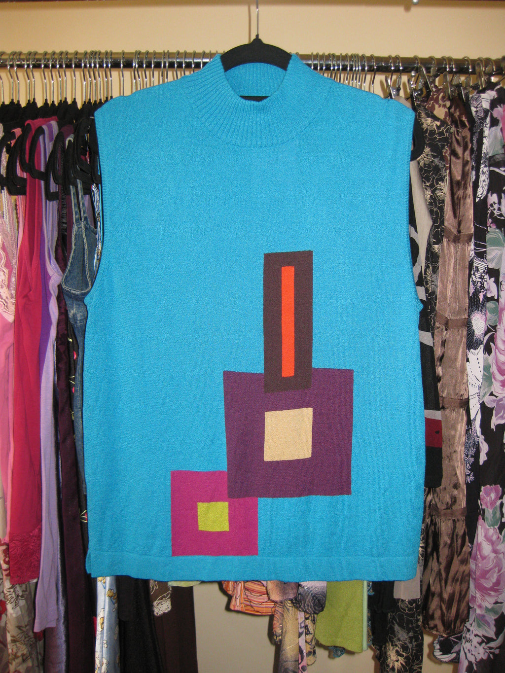 70s inspired blue turtleneck top size L