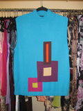 70s inspired blue turtleneck top size L
