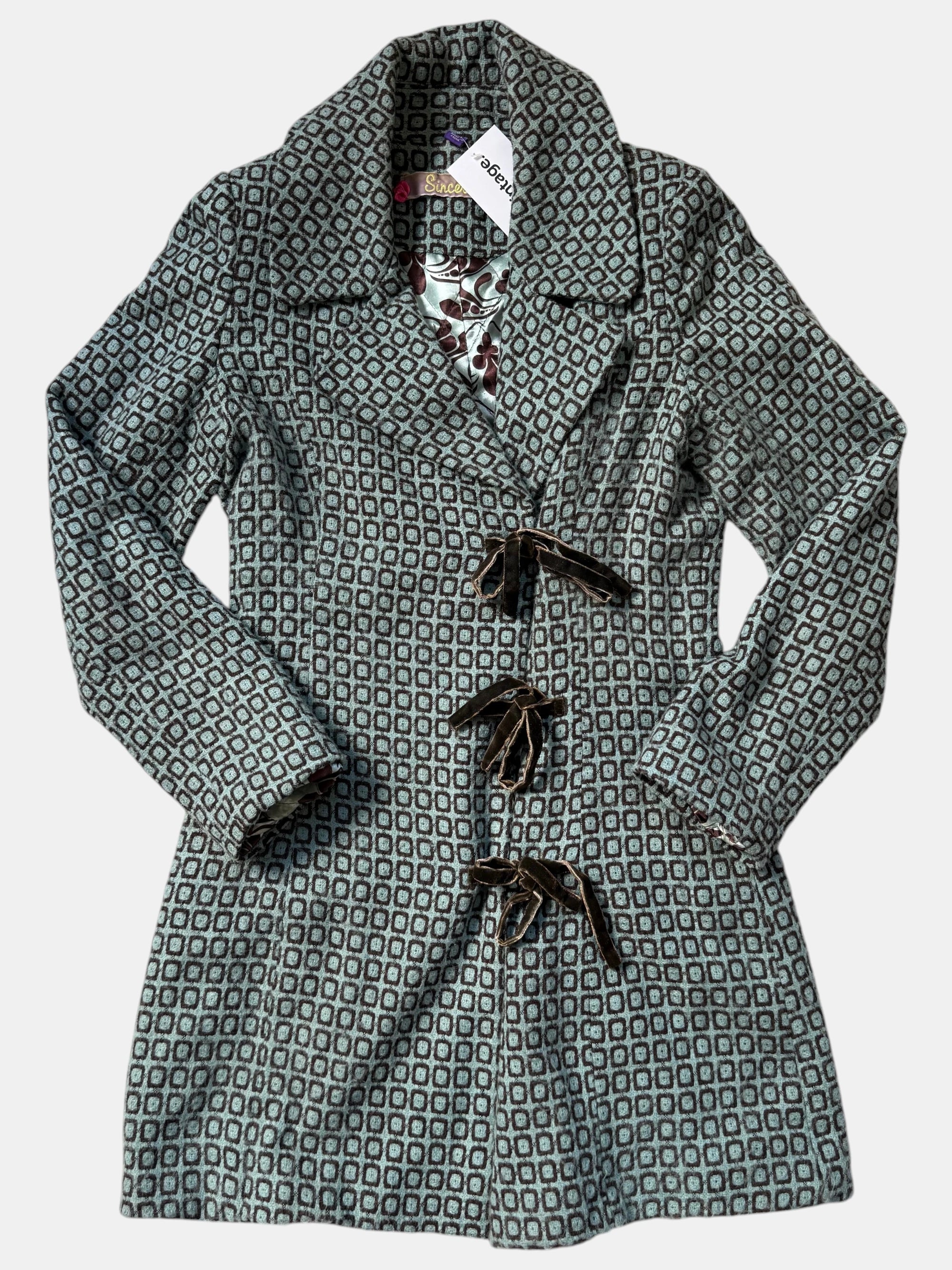 Blue & Brown Vintage Jacket with 70s Pattern | Size 10