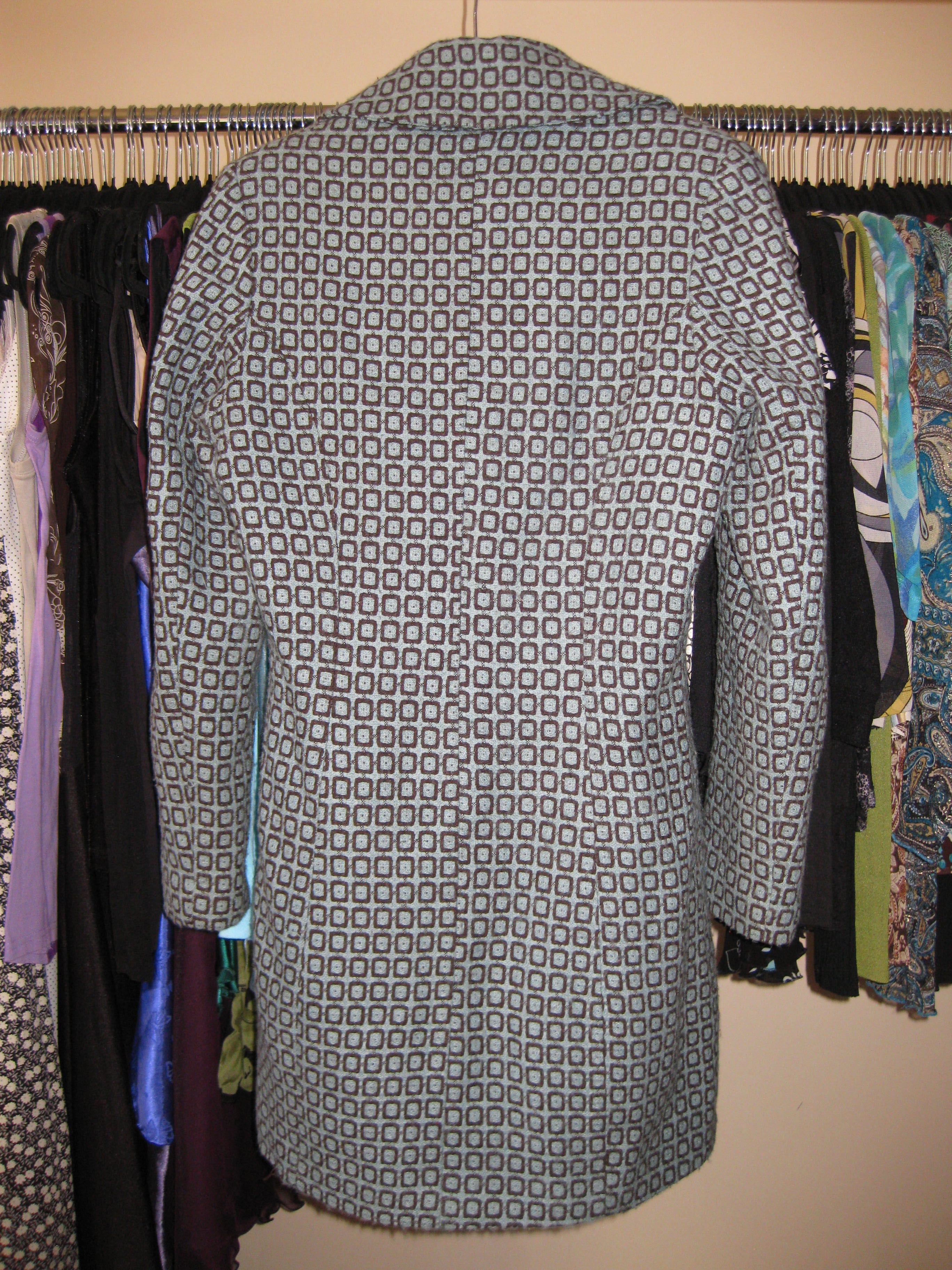 Vintage 70s style jacket in blue and brown size 10