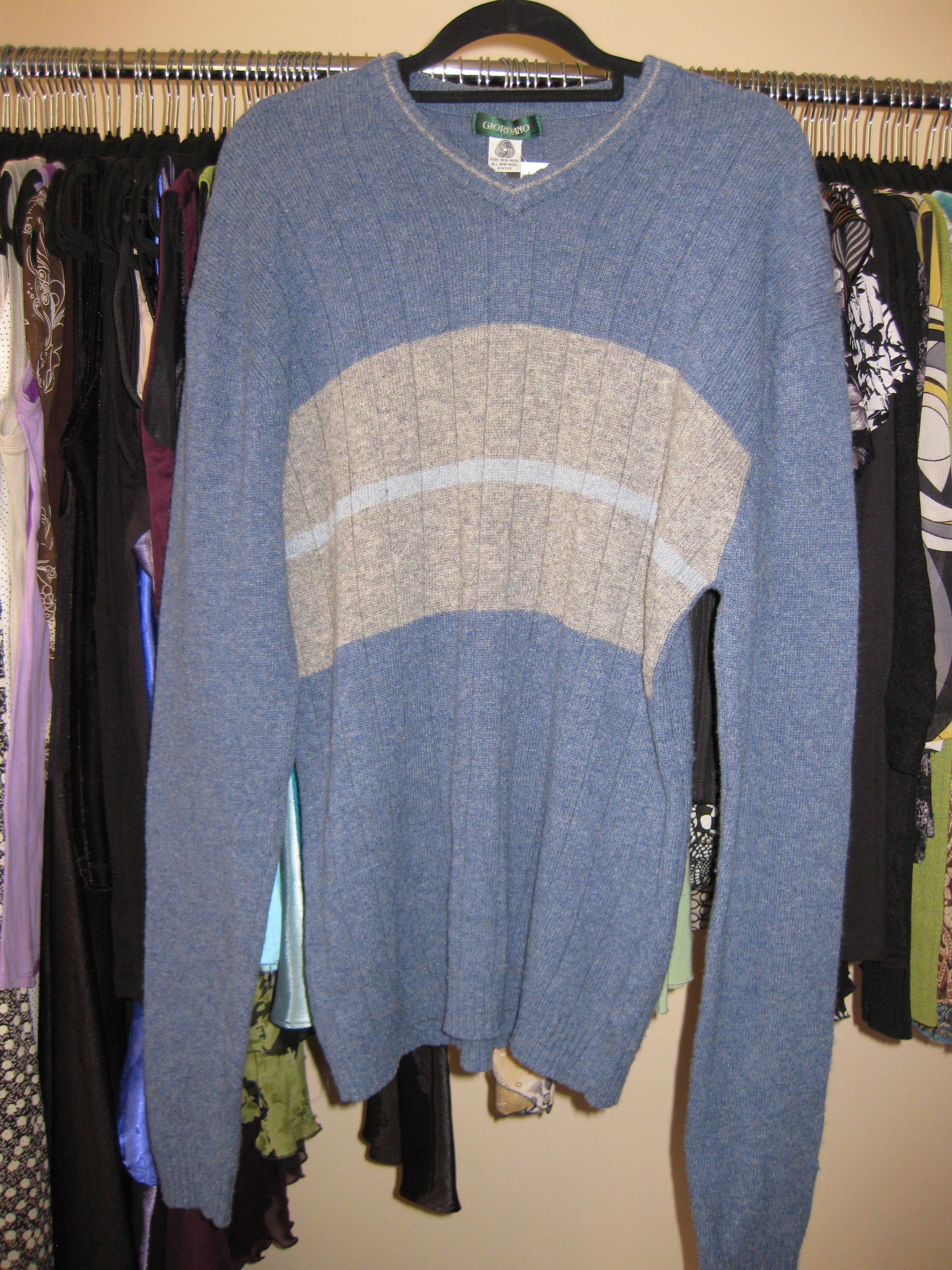 Blue and grey pure wool jumper size XL