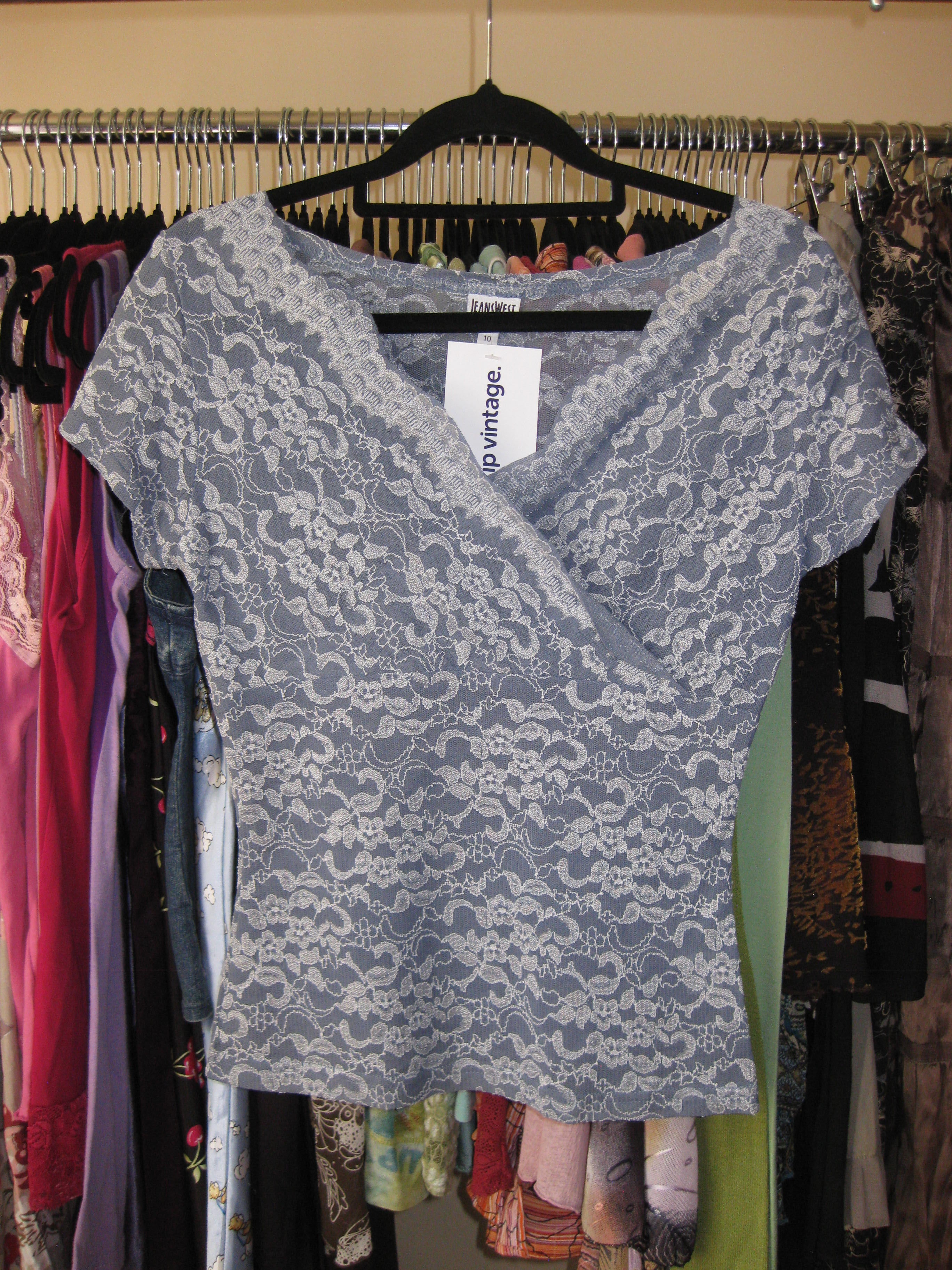 Blue lace wrap top size 10
