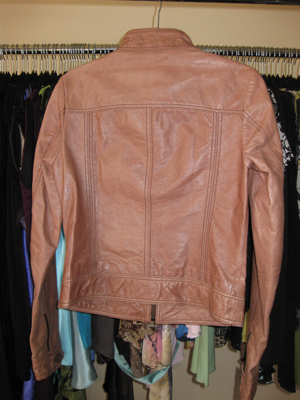 Leather biker motorcycle jacket in brown size 8