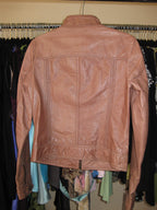 Leather biker motorcycle jacket in brown size 8