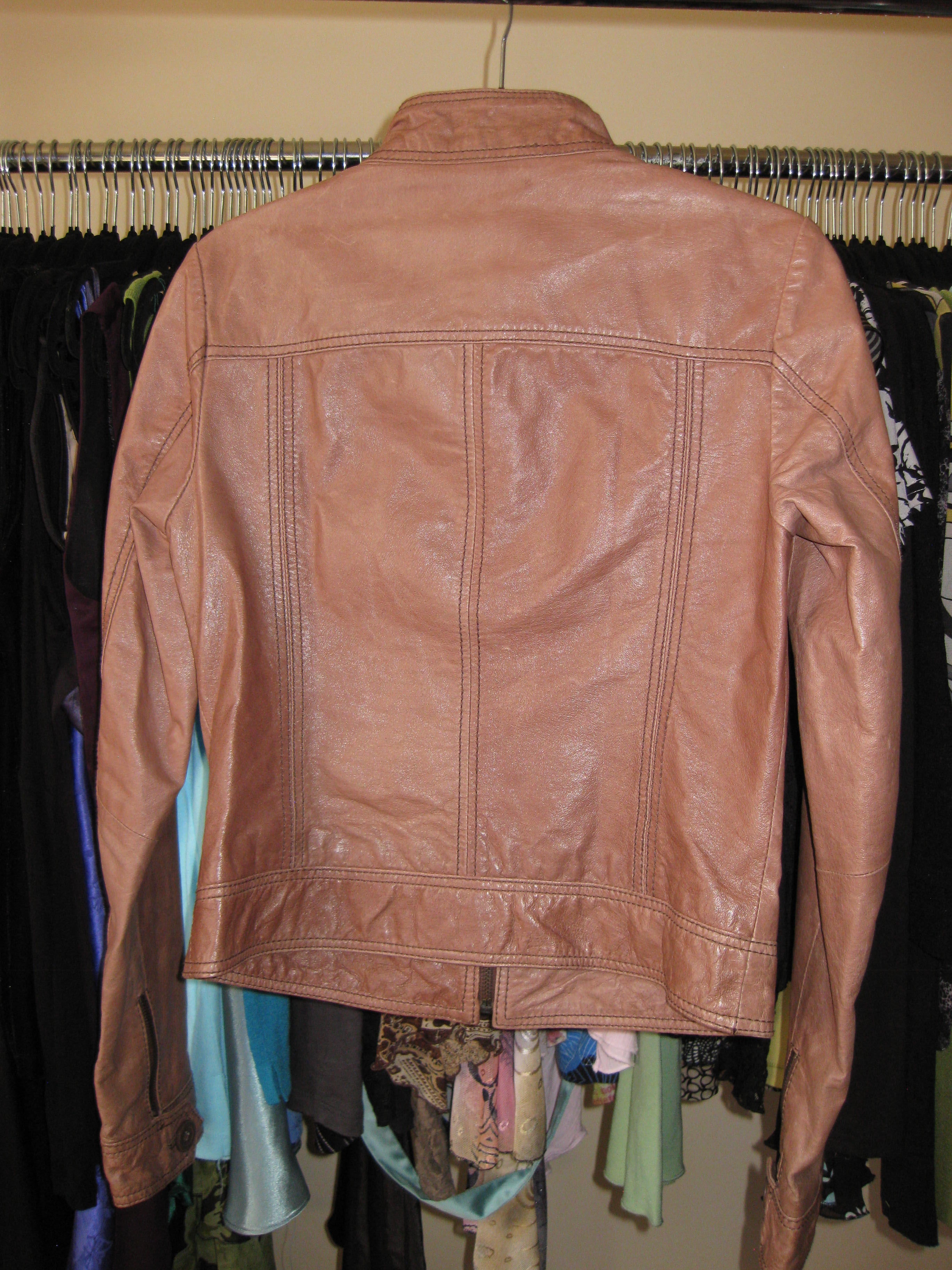 Leather biker motorcycle jacket in brown size 8