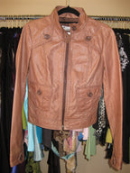 Brown leather motorcycle jacket size 8