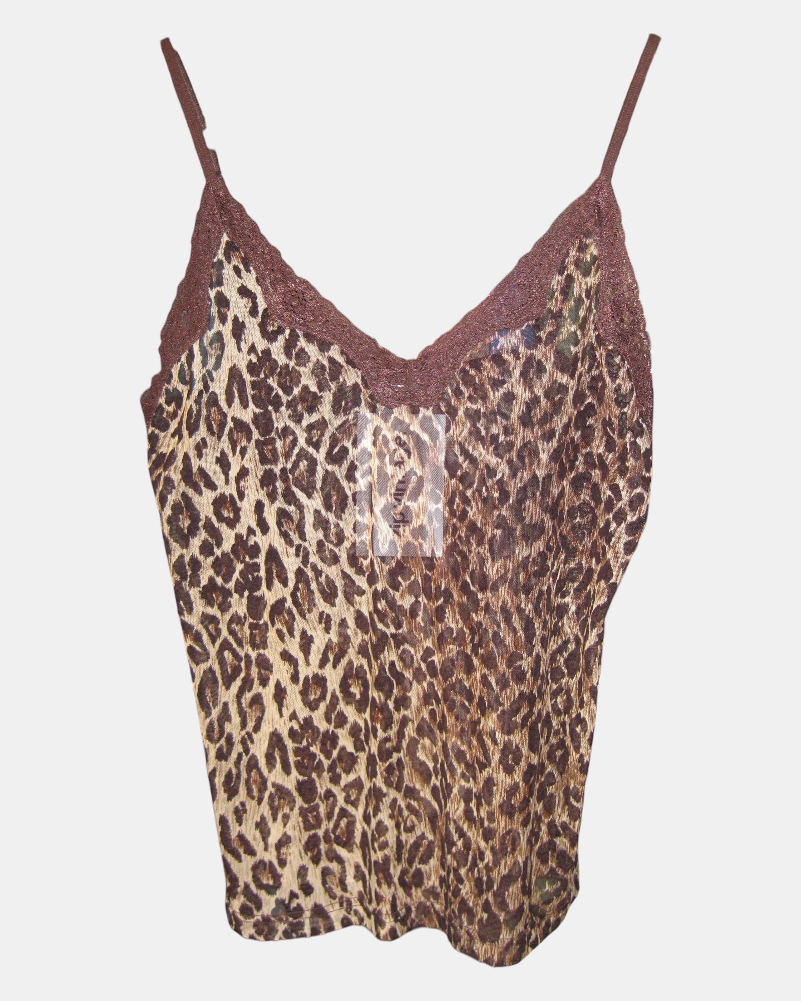 Brown Leopard Print Cami Top | Estimated Size 8-10 - Zip Vintage