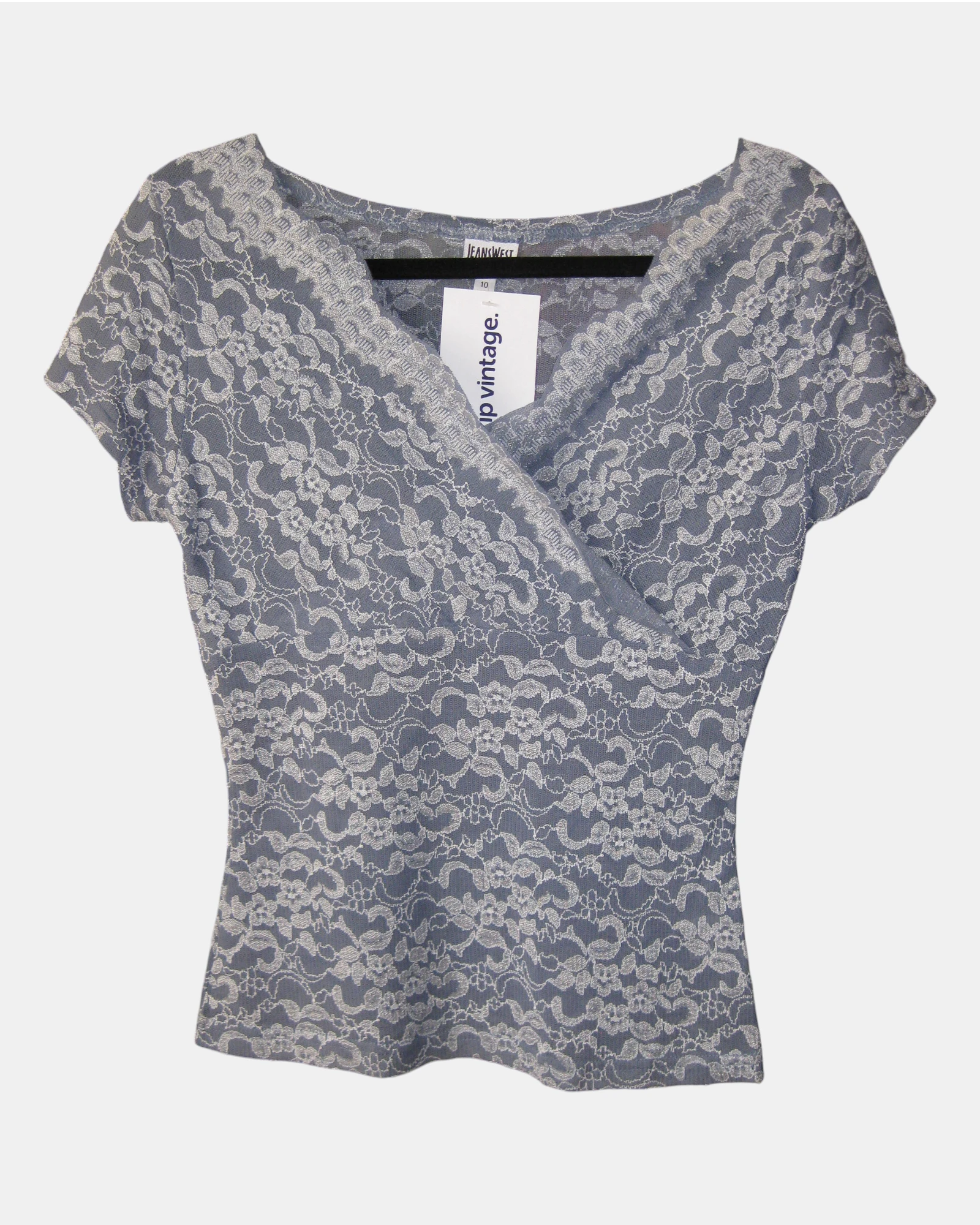 Blue Lace Wrap Top | Size 10 - Zip Vintage