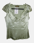 Green Blouse with Ruffles | Size 8 - Zip Vintage