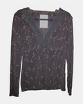 Black Mesh Lace Trim Top with Purple Detailing | Estimated Size S-M - Zip Vintage