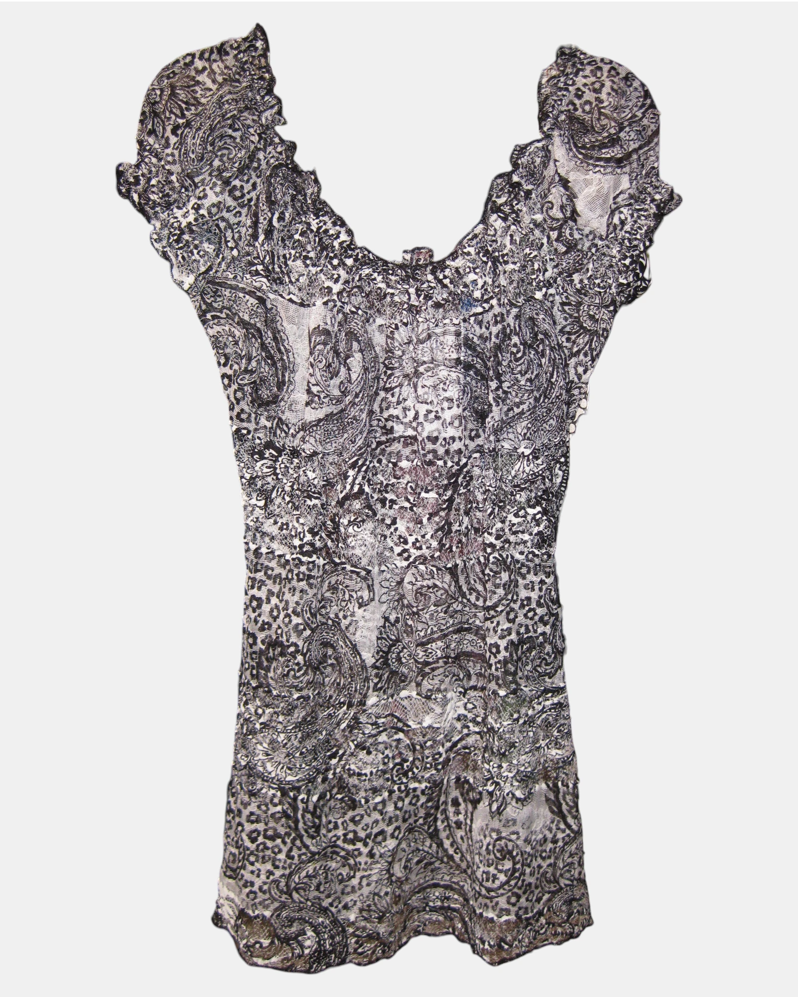 Black & White Mesh Lace Top Estimated Size 10-12