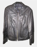 Black Leather Jacket with Arm Zip Detail | Size 12 - Zip Vintage