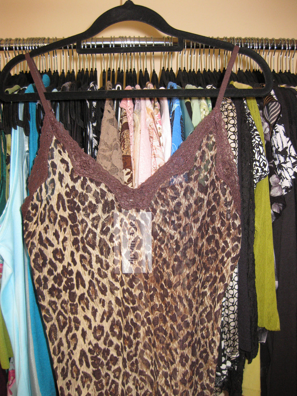 Brown cami top with leopard print pattern size S