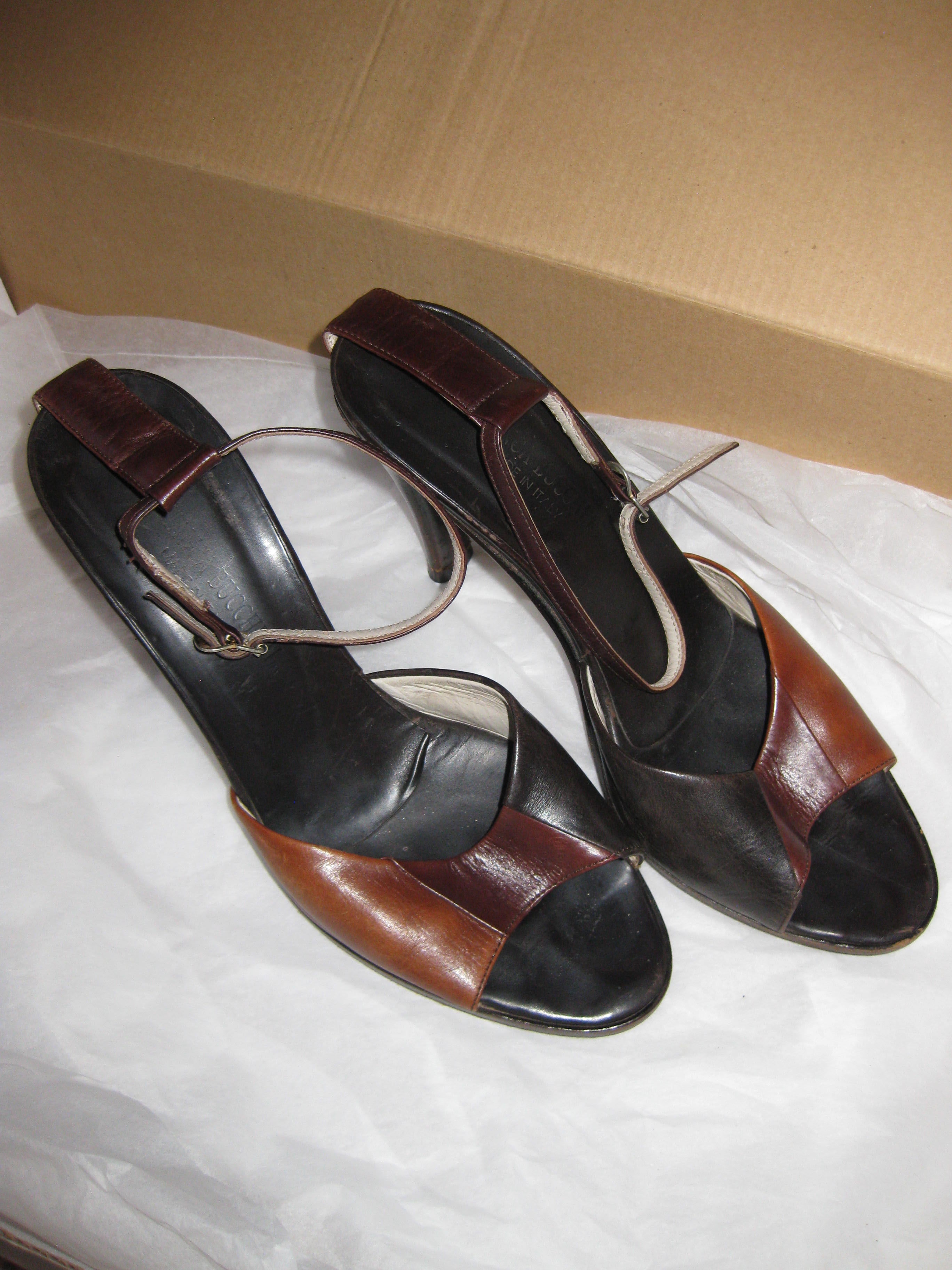 Italian brown tri tone heels