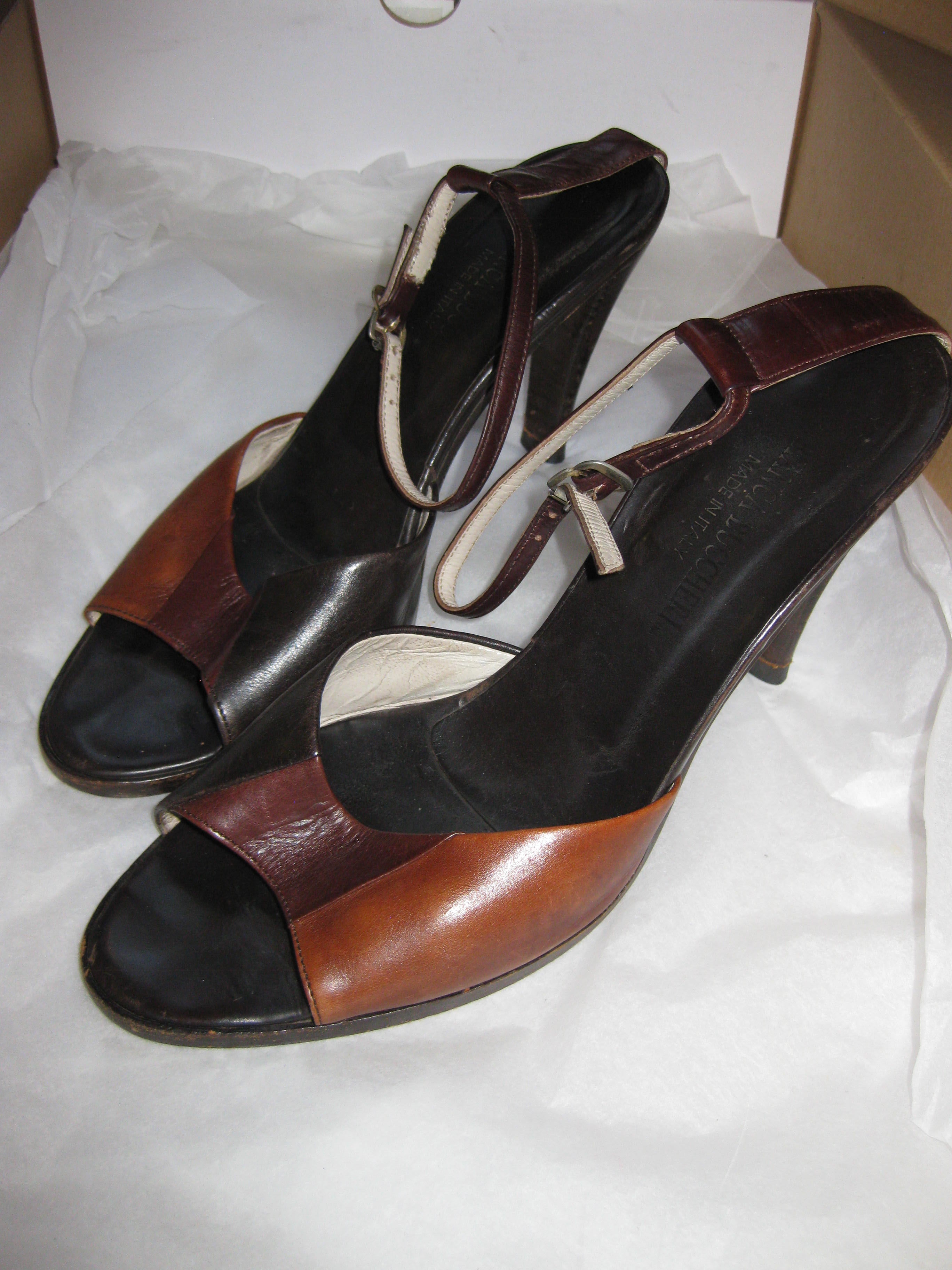 Tri tone brown heels made in Italy