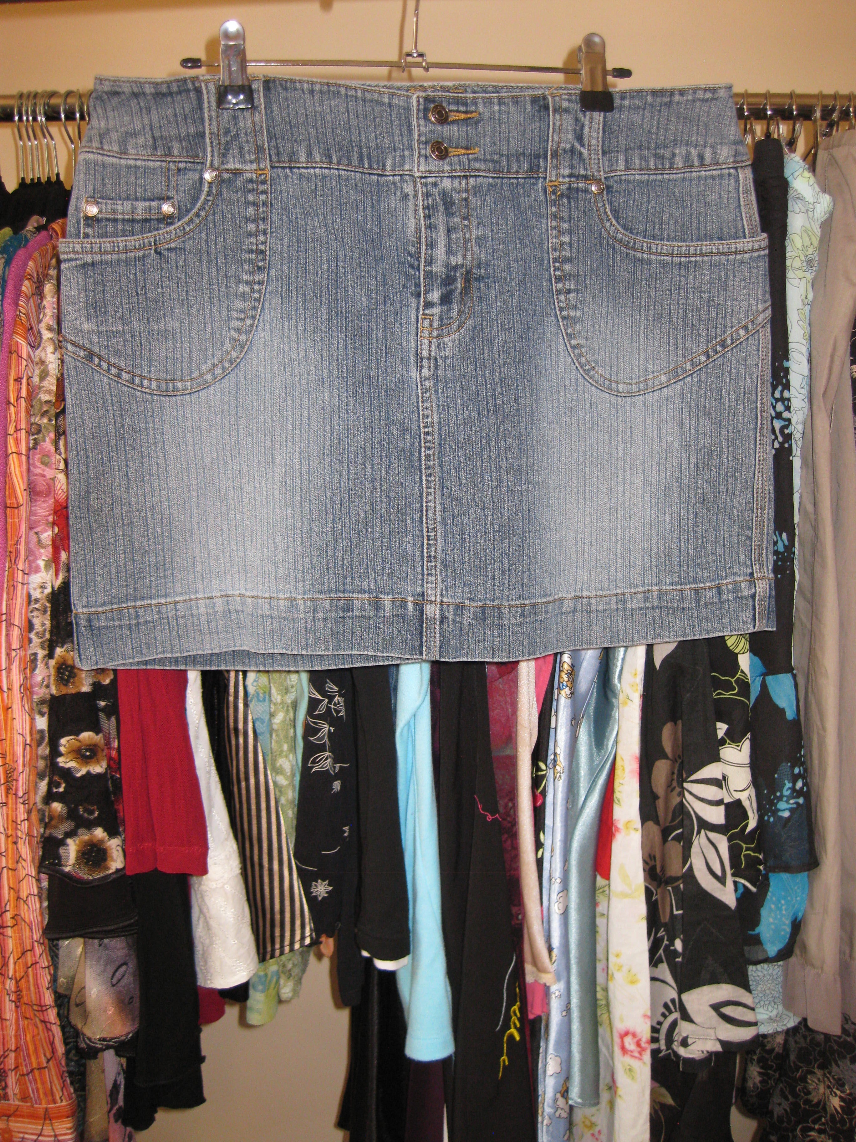 Light wash striped denim mini skirt size M